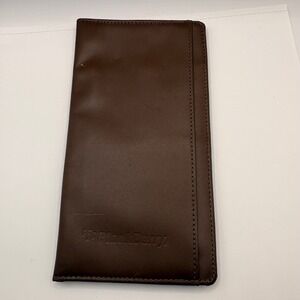 BlackBerry Cutter & Buck Brown‎ Leather Travel Wallet Houndstooth Lining Bifold